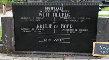 Noordwijk 194 Echtpaar Heuker&De Boer Grafschrift