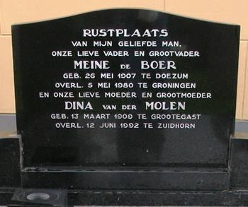 Noordwijk 181 Echtpaar De Boer&Van der Molen Grafschrift