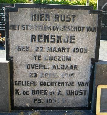 Noordwijk 51 Renskje de Boer Grafschrift