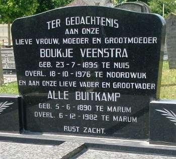 Noordwijk 129 Echtpaar Veenstra&Buitkamp Grafschrift