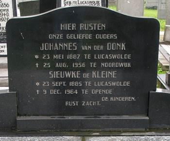 Noordwijk 168 Echtpaar Van der Donk&De Kleine Grafschrift